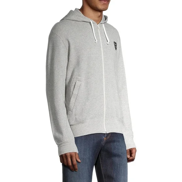 COMME DES GARCONS CDG PLAY GRAY FULL ZIP HOODIE WITH BLACK HEART - Picture 4 of 8